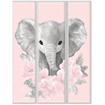 thumbnail image 1 of Cute Elephant with Pink Flowers Canvas Wall Art，Suitable for Nursery，Bedroom，Living Room，Bathroom，Kids Room Decoration., 1 of 8