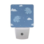 Cute Elephants Clouds Stars Moon LED Night Light Sensor Lamp Plug-in Adjustable Brightness 2 Pack