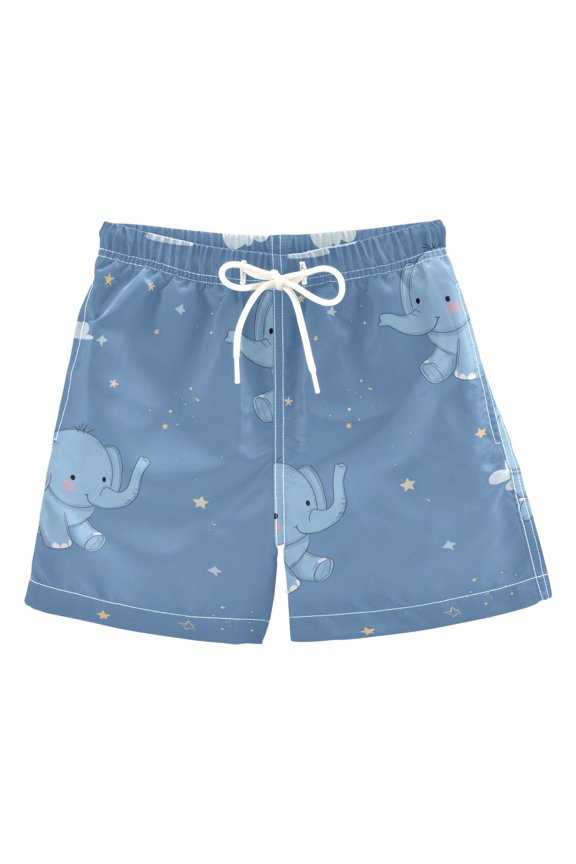 Cute Elephants Clouds Stars Moon Swim Trunks Board Shorts Beach Pants Bathing Bottoms 3T