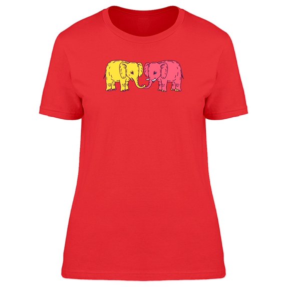 Cute Elephants Doodle Cartoon Tee Women's -Image by Shutterstock