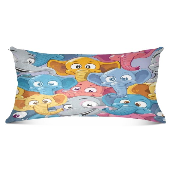 Cute Elephants Head Plush Pillow Cases Body Size Ultra Soft Warm Pillowcases with Zipper 20"x54"
