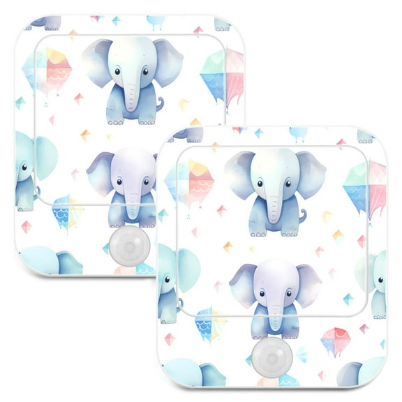 Cute Elephants LED Motion Sensor Night Light Plug into Wall 2 Pack Auto Dusk to Dawn Adjustable