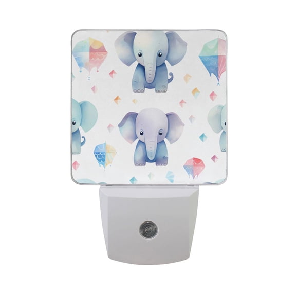 Cute Elephants Night Light LED Dusk to Dawn Auto Sensor Night Lamp Plug-in Nightlight for Bedroom Hallway Kitchen 2 PCs