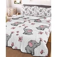 thumbnail image 1 of Cute Elephants Queen Size Down Alternative Comforter, Lightweight Comforter Quilt Bedding Set with Pillow Shams Cartoon Funny Butterflies Pink All Seasons Bed Comforter Duvet Insert 90"x96", 1 of 7