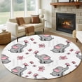 thumbnail image 1 of Cute Elephants Round Rug 6ft Washable Circle Kitchen Rugs Non Slip Cartoon Funny Butterflies Pink Large Area Rug Indoor Floor Carpet for Bedroom Living Room Home Office Dining Room Nursery, 1 of 7