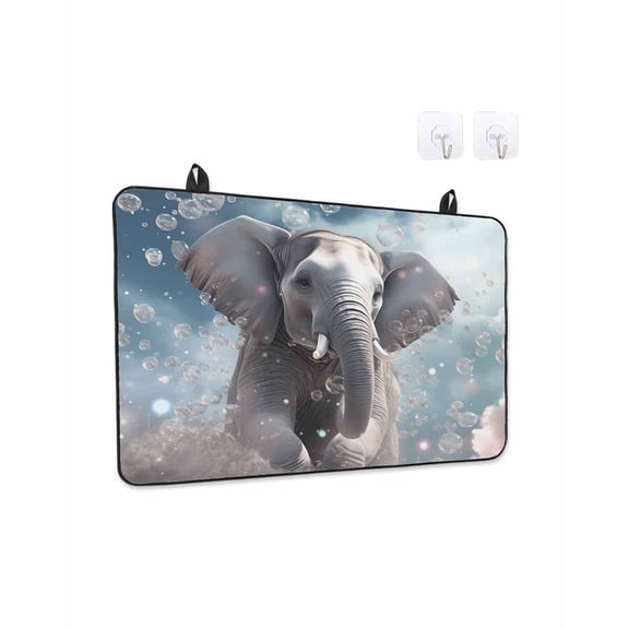 Cute Elephants Stove Top Covers for Electric Stove, 28'x20'' Fantasy Bubbles Glass Ceramic Stove Cover Foldable Rubber Mat Heat Resistant Cooktop Protector for Kitchen