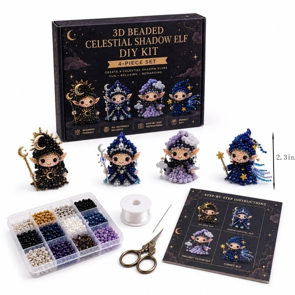 Cute Elf Beaded DIY Set, Stress-Relief Handmade Gift, Desktop Decoration Craft Kit for Adults, Christmas Beaded Figurine Kit, Beginner Jewelry Making​, B