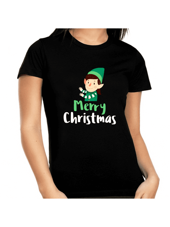 Cute Elf Christmas Tshirts Womens Christmas Pajamas Cute Plus Size Christmas Shirts for Women Plus Size
