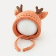thumbnail image 1 of Cute Elk Antlers Baby Hat Winter Warm Knitted Baby Boy Girl Cap Ear Protection Hats Solid Color Kids Children Cap Beanies bonnet (orange), 1 of 7