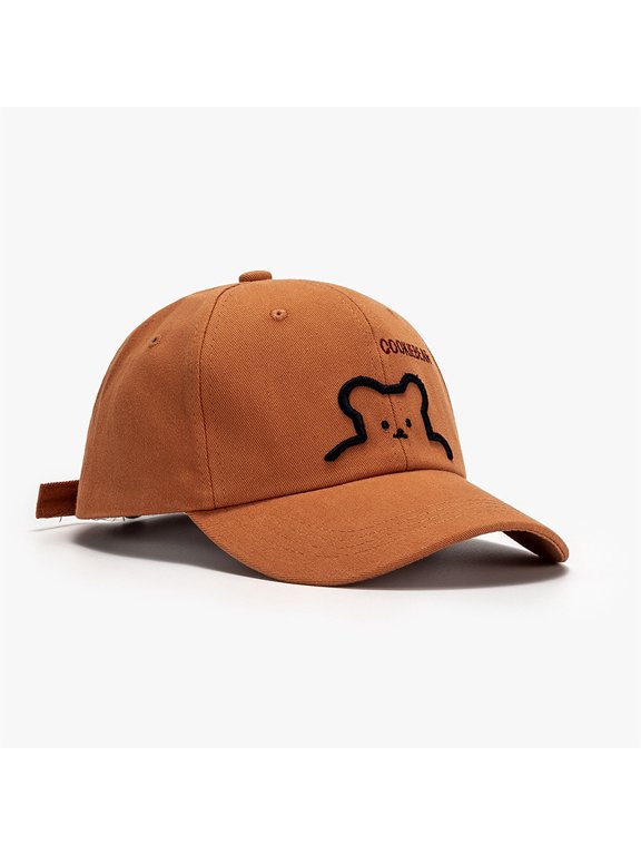 Cute Embroidered Bear Baseball Cap-Adjustable Structured Dad Hat&Mom Cap, Soft Lightweight Casual Hat, Men&Women