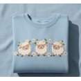 thumbnail image 1 of Cute Embroidered Sheep Sweatshirt – Kawaii Three Lambs with Daisy Flowers, Soft Pastel Blue Crewneck, Cozy Spring Gift for Her, 1 of 4
