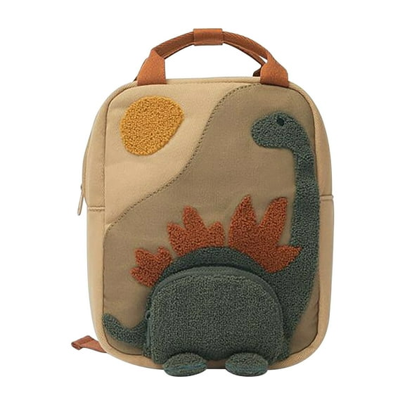 Cute Embroidered Sun Dinosaur Backpack for School, Travel, and Outdoor Activities - Eco-Friendly Canvas Design