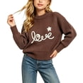 thumbnail image 1 of Cute Embroidered Sweaters Girls Casual Chunky Knit Oversized Sweater Winter Fall Pullover Tops Brown, 12 M, 1 of 7