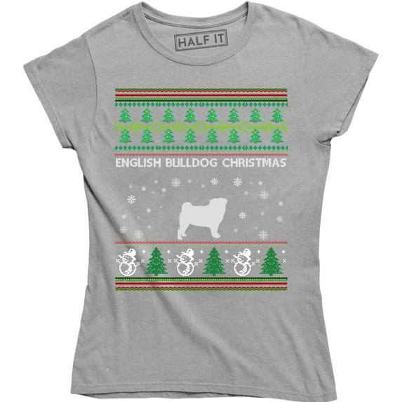 Cute English Bulldog Christmas Funny Animal Lover Xmas Gift Women T-Shirt