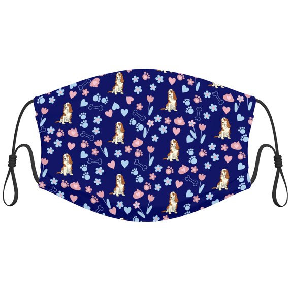 Cute English Cocker Spaniel Dog Graphic Printed Cloth Face Masks Reusable Washable Adjustable for Adults (1 PCS)