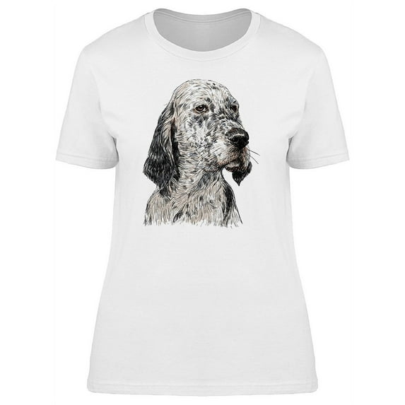Cute English Setter Dog Sketch T-Shirt Women -Image by Shutterstock, Female Small