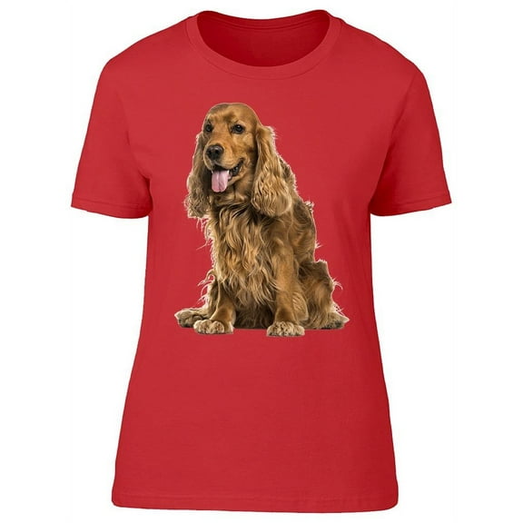 Cute English Spaniel Dog Sitting T-Shirt Women -Image by Shutterstock, Female x-Large