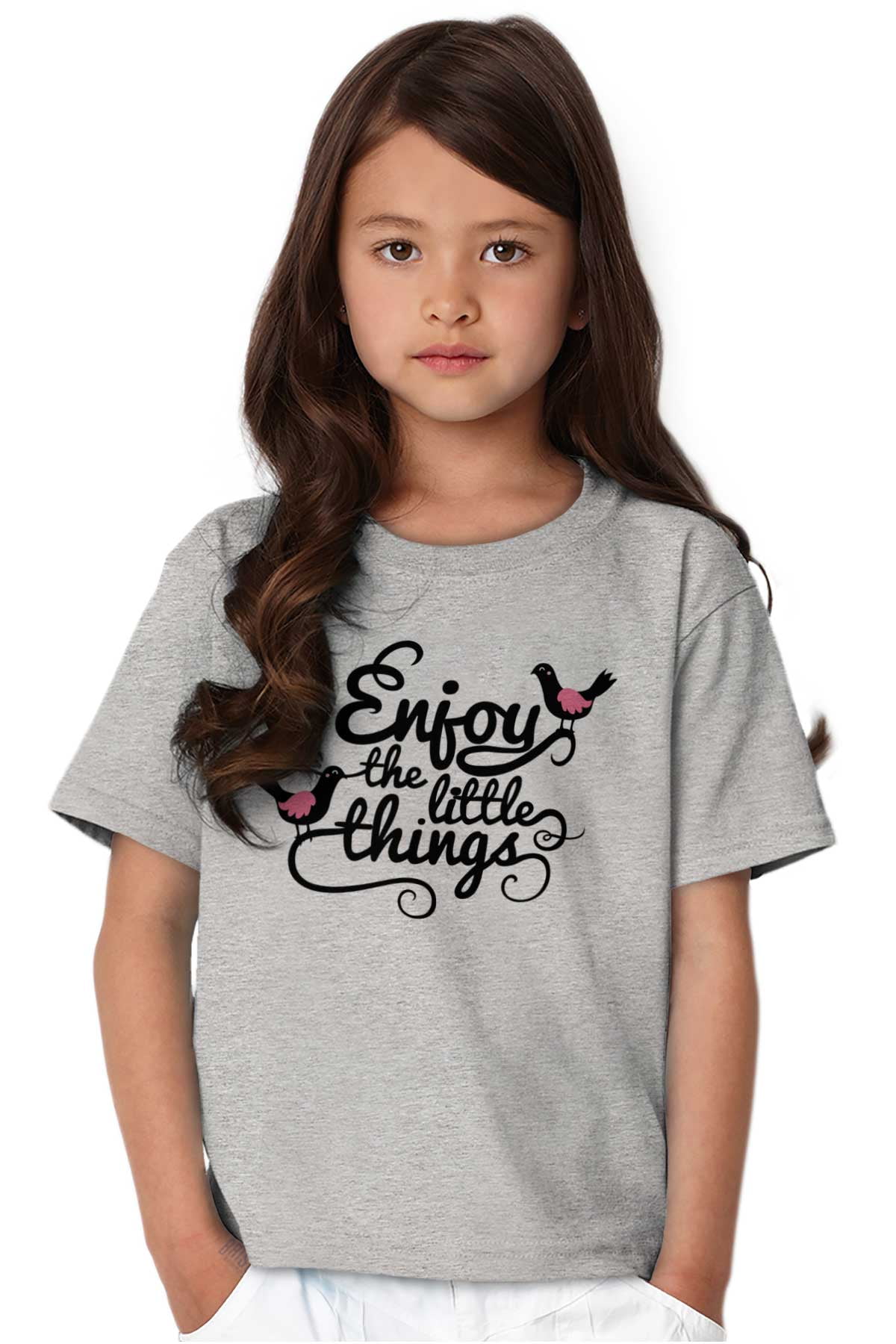Cute Enjoy the Little Things Birds Girls Kids T Shirt Tees Teen Brisco