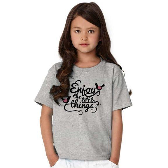 Cute Enjoy the Little Things Birds Girls Kids T Shirt Tees Teen Brisco Brands X