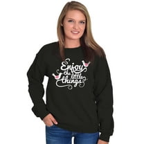 Cute Enjoy the Little Things Birds Women Plus Size Crewneck Sweatshirt Brisco Brands 2X