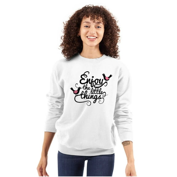 Cute Enjoy the Little Things Birds Women Plus Size Crewneck Sweatshirt Brisco Brands 4X