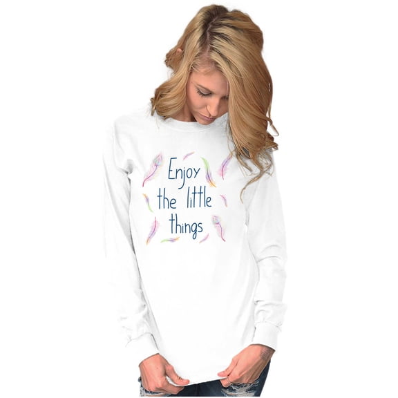 Cute Enjoy the Little Things Feathers Women's Long Sleeve T Shirt Brisco Brands X
