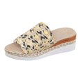 thumbnail image 1 of Women Summer Espadrille Platform Wedges Raffia Beach Sandals Casual Slides, 1 of 4