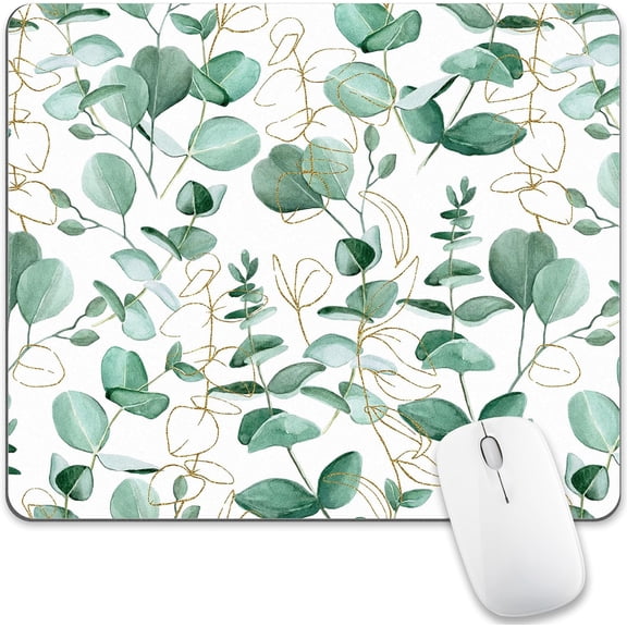 Cute Eucalyptus White Small Mouse Pad Rectangular Desk Gaming Pad Non-Slip Custom Wireless Mat Washable Square Home Decor Accessories Office Use