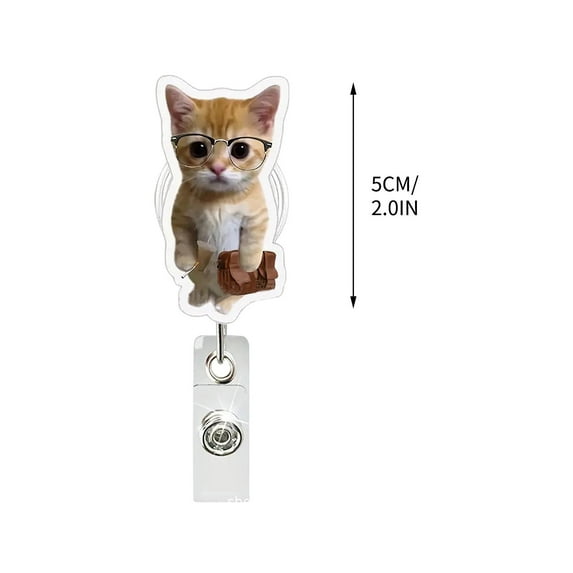 Cute Expression Acrylic Badge Reel, Retractable ID Card Holder Clip for Work Events Lanyard Accessories(J)
