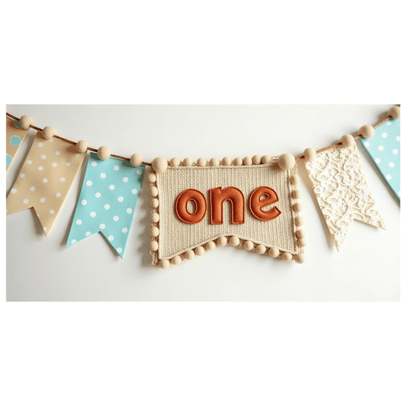 Cute Fabric Banner with Polka Dot and Gingham Elements One Year Old Theme Backdrop Party Decorations for First Birthday Party Photography Props Baby Shower Decor
