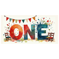 thumbnail image 1 of Cute Fabric Banner with ONE Lettering and Heart Decorations for First Birthday Party Backdrop Party Supplies Photography Props Decorations Background, 1 of 7