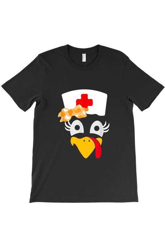 Cute Face Nurse Turkey Costume Funny Happy Thanksgiving Holiday H31586 T-Shirt, for Men and Women, Up to Size 5XL