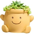 thumbnail image 1 of Cute Face Planter Pot, Small Resin Head Planters for Indoor Plants, Funny Smiling Face Flower Pot Succulent Planter with Drainage Hole, Gift IdeaI for Birthday Christmas (Orange), 1 of 9