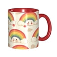 thumbnail image 1 of Cute Face Rainbow Coffee Mug Fun Custom Ceramic Mugs 11oz Red, 1 of 5