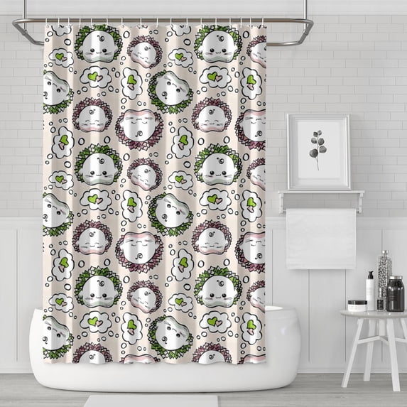 Cute Faces Pattern Shower Curtain 72"x72" ,Bathroom Decorative Shower Curtains Set with 12 Hooks,Modern Waterproof Washable Shower Curtain
