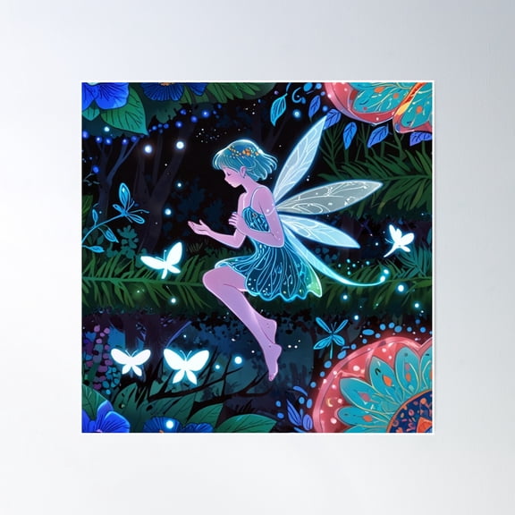 Cute Fairies World Poster Wall Art, Modern Wall Decor, 16x16 UNFRAMED