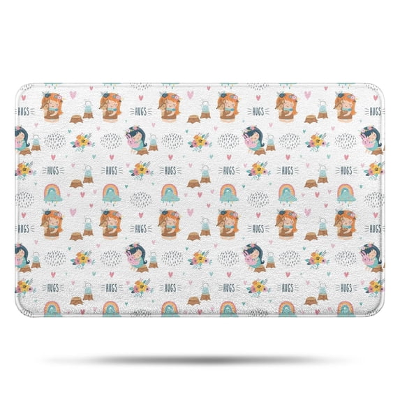 Cute Fairy Princess Pattern Bathroom Rugs Mat,Non Slip Microfiber Bathroom Rug,Rubber Backing,Soft Bathroom Mats for Bathroom Floor,Tub and Shower,17x27in(43x68cm)