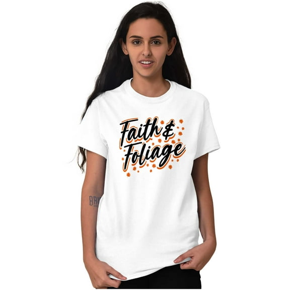 Cute Fall Autumn Faith and Foliage Women's Plus Size Graphic Tee Brisco Brands 2X