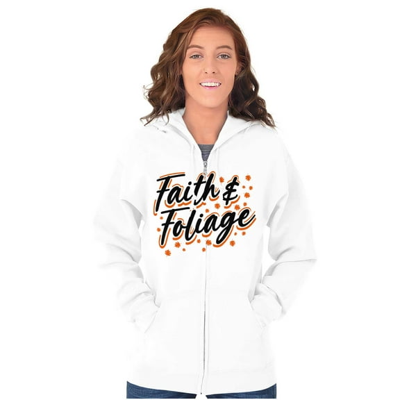 Cute Fall Autumn Faith and Foliage Womens Plus Size Graphic Zipper Hoodie Brisco Brands 4X