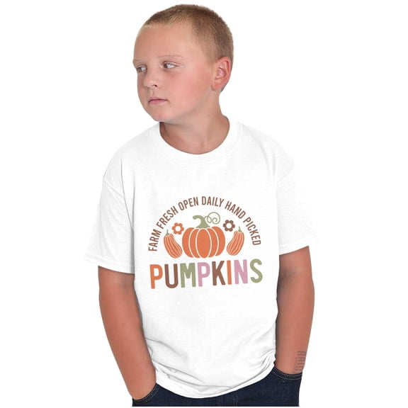 Cute Fall Autumn Farm Fresh Pumpkins Crewneck T Shirts Boy Girl Teen Brisco Brands S