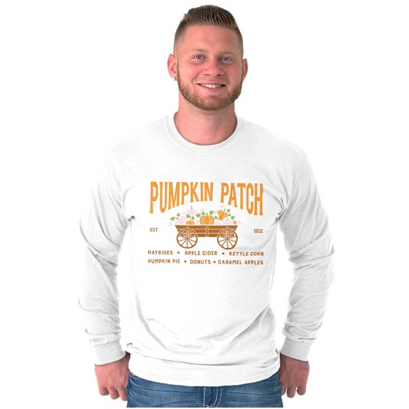 Cute Fall Autumn Pumkin Patch Wagon Long Sleeve TShirt Men Women Brisco Brands S