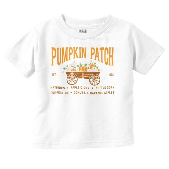 Cute Fall Autumn Pumkin Patch Wagon Toddler Boy Girl T Shirt Infant Toddler Brisco Brands 3T