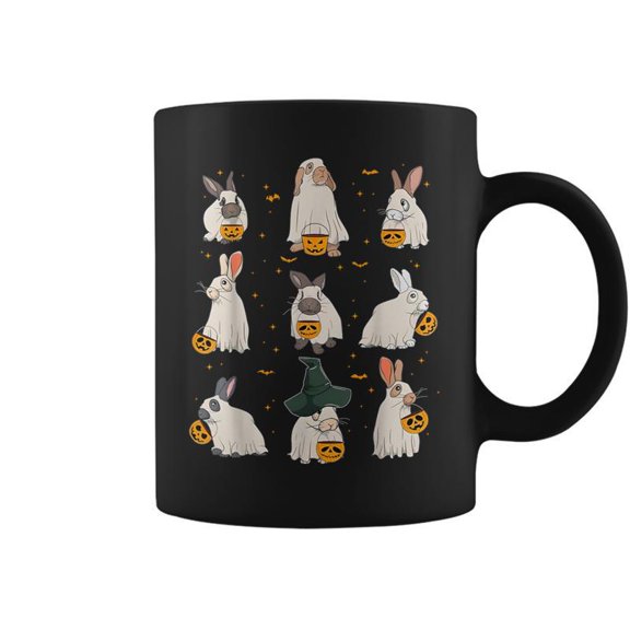 Cute Fall Bunny Ghost Costume Rabbit Lover Spooky Season Coffee Mugs