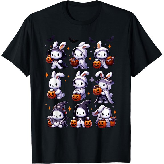 Cute Fall Bunny Ghost Costume Rabbit Lover T-Shirt All Size S-5XL