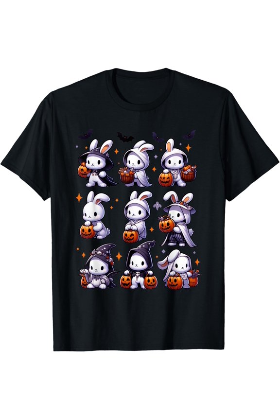 Cute Fall Bunny Ghost Costume Rabbit Lover T-Shirt All Size S-5XL