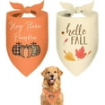 thumbnail image 1 of Cute Fall Dog Bandanas 2 Pack, Autumn Hello Fall Hey Pumpkin Maple Leaves Dog Scarf, Thanksgiving Handkerchief Scarves Gifts for Puppy Large Dogs, 1 of 6