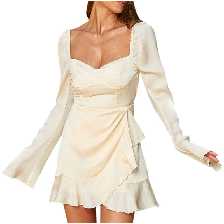 chinese dress ladies Berrylush Women Solid Green Round Neck Bell Sleeves A-Line Mini Dress main image 1