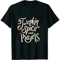 thumbnail image 1 of Cute Fall Pumpkin Spice and Prayers Ringer T Shirt Tees Women, 1 of 5