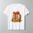 thumbnail image 1 of Cute Fall Pumpkin Sunflower T-Shirt for Women, Coquette Bow Autumn Shirt, 1 of 7