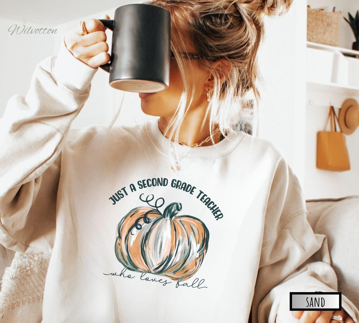 Cute Fall Second Grade Teacher Sweatshirt, Second Grade Pumpkin Season ...